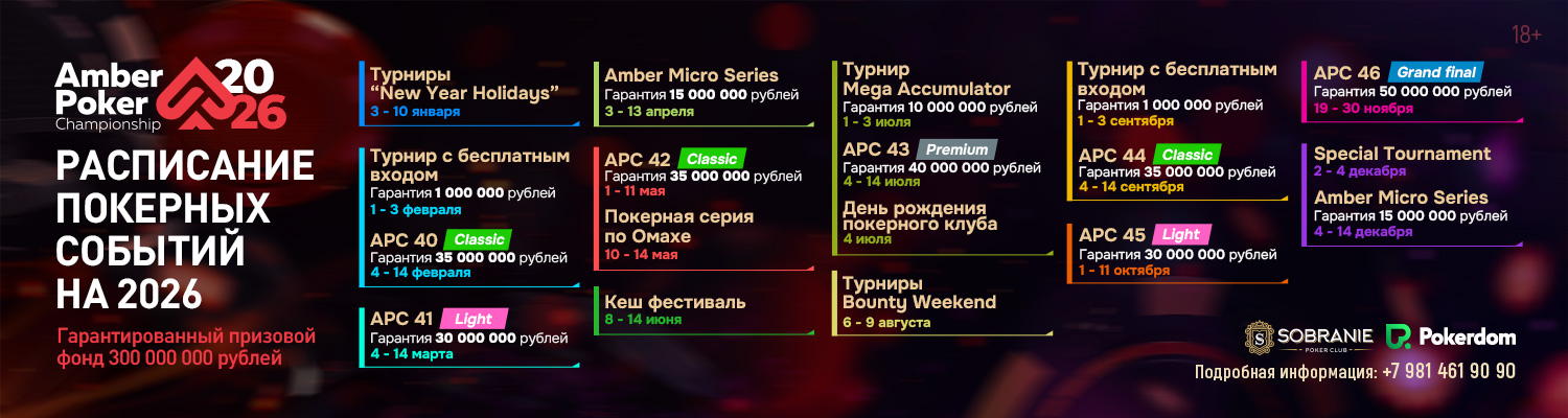 Расписание покерных событий на 2026 год